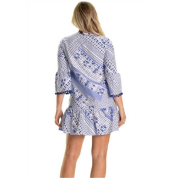 Duffield Lane Cotton Poplin Ruffled The Flora Dress in Blue Breeze Medium - Picture 2 of 13